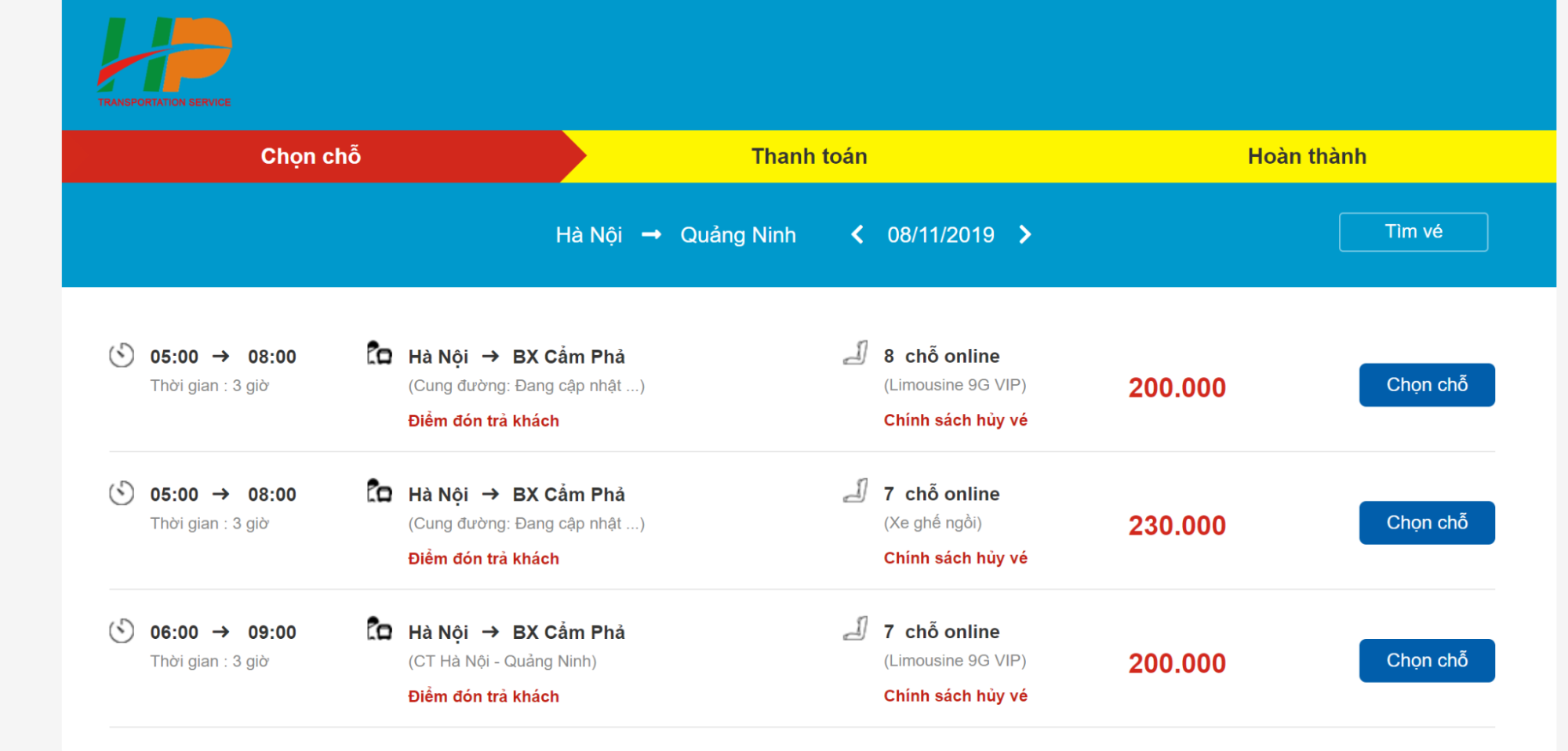 Hướng dẫn đặt vé xe Limousine Hà Nội - Quảng Ninh nhanh chóng