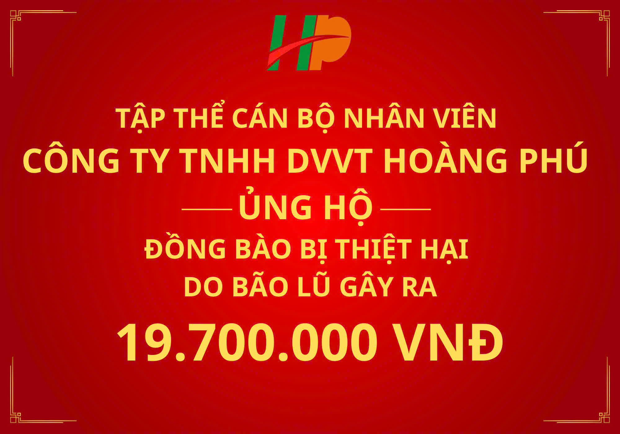 Công Ty TNHH DVVT Hoàng Phú chung tay ủng hộ đồng bào bị thiệt hại do bão Yagi • Hoàng Phú Limousine - Chuyên tuyến Hà Nội - Quảng Ninh - Sapa - Lạng Sơn