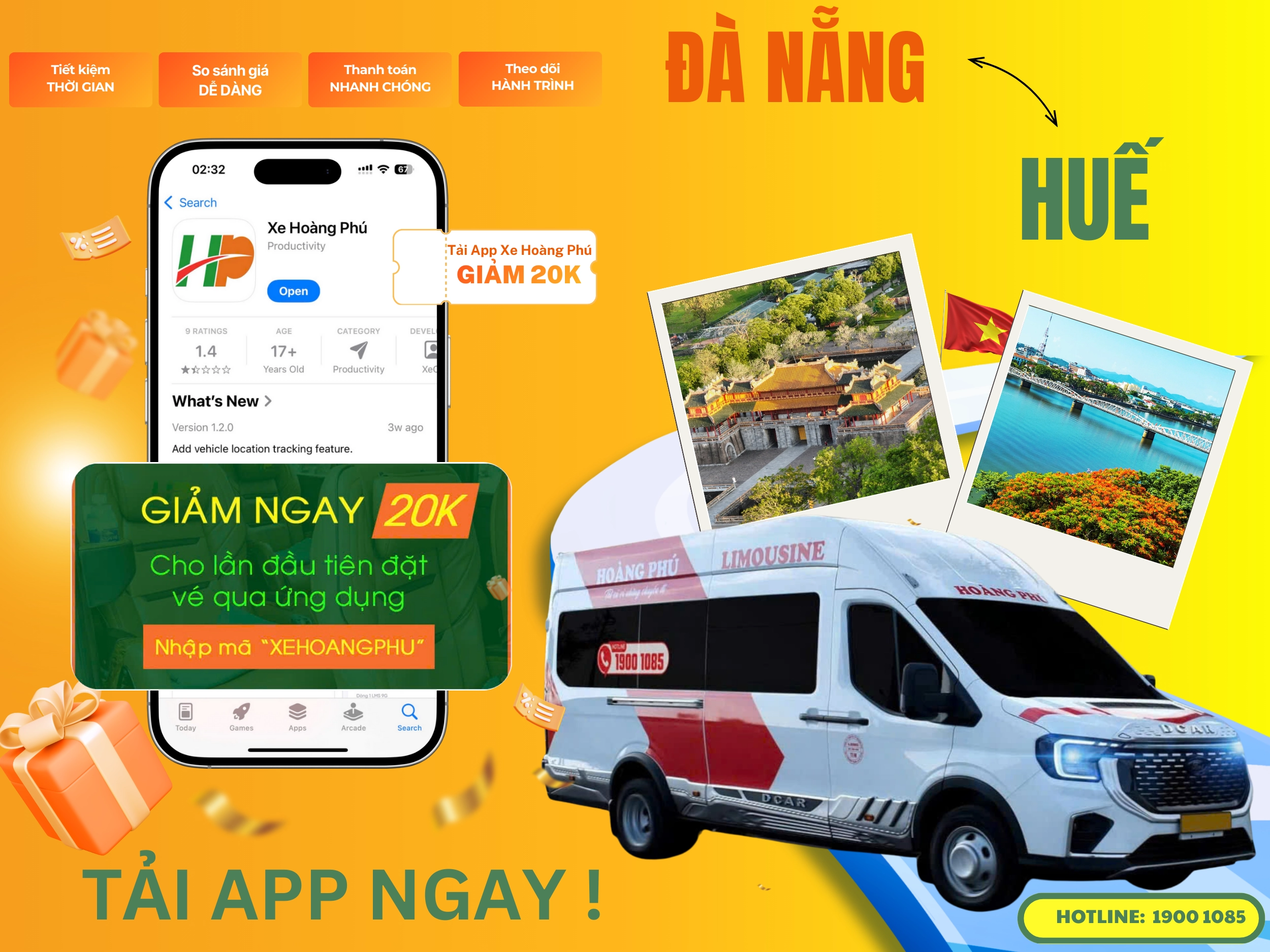 Tải app nhận ngay ưu đãi 20K cho lần đầu đặt vé