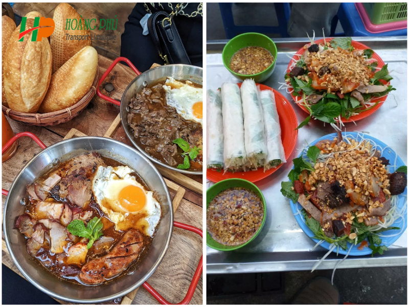 Bánh mì & Nem chua rán, nộm bò khô